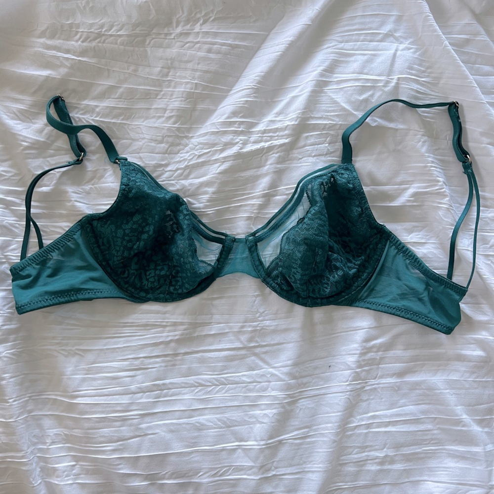 Sheer emerald green bra